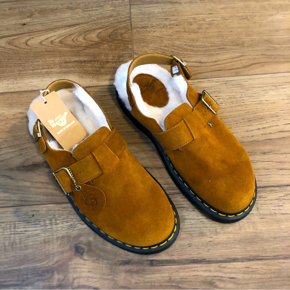 Dr Martens Made in England Jorge Calf Suede Shearling Slingback Mule Men Size 9